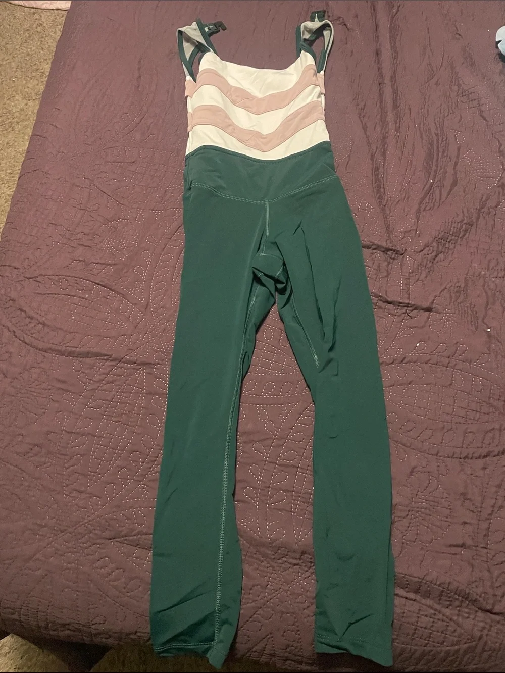 Striped Pink & Forest Green One-Piece Tiger Friday Unitard